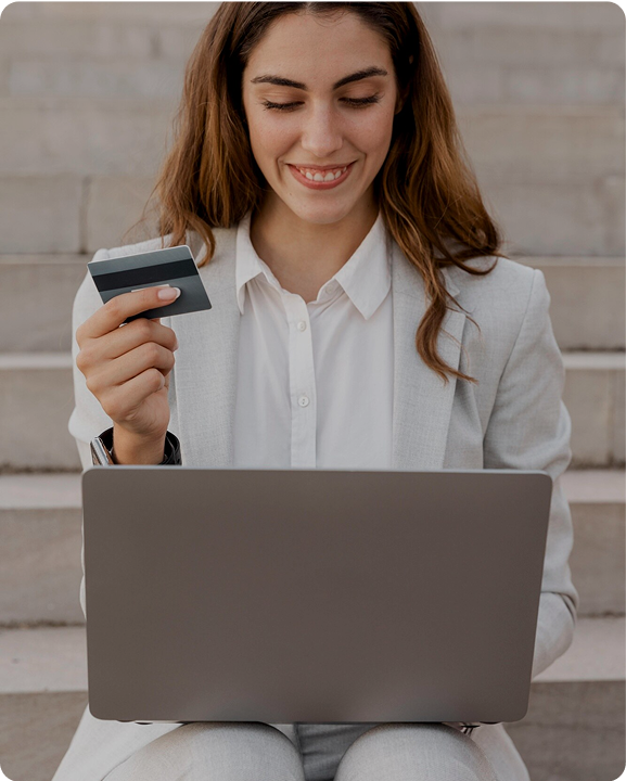 Woman holding credit card